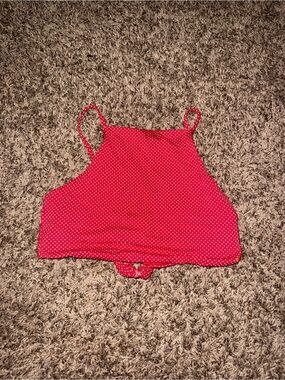 Roxy Red Polka Dot High Neck Lace-Up Bikini Top | M